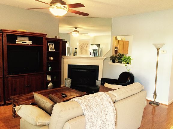 Gas burning fireplace, just flip a switch