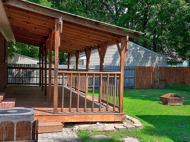 Back yard and covered deck