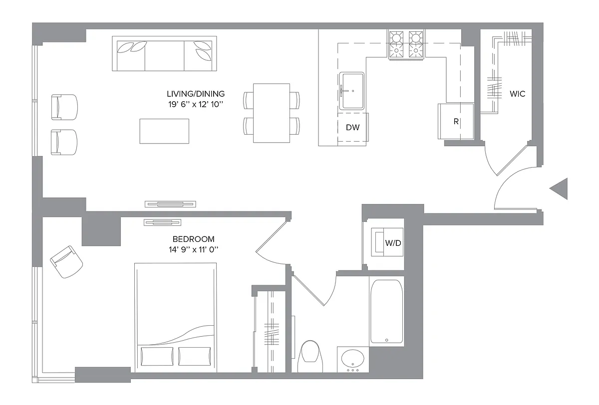Floor plan LAGUNA - 1 Bedroom One Bathroom