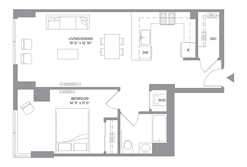 Floor plan LAGUNA - 1 Bedroom One Bathroom