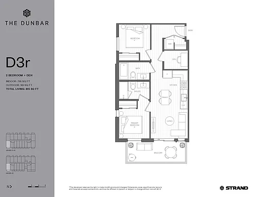 Floor plan 2 Bed + Den