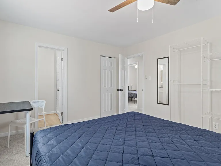 Free-standing wardrobe and small reach-in closet