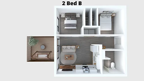 Floor plan Garden 2 Bed B - ADA