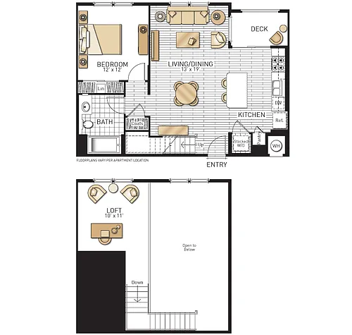Floor plan Mirada - One Bedrooms with Loft
