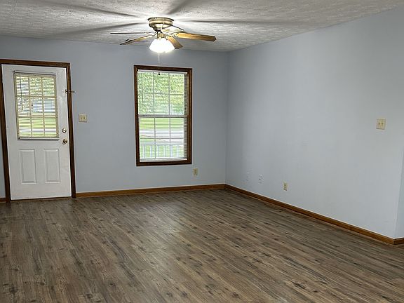 Front door and living room