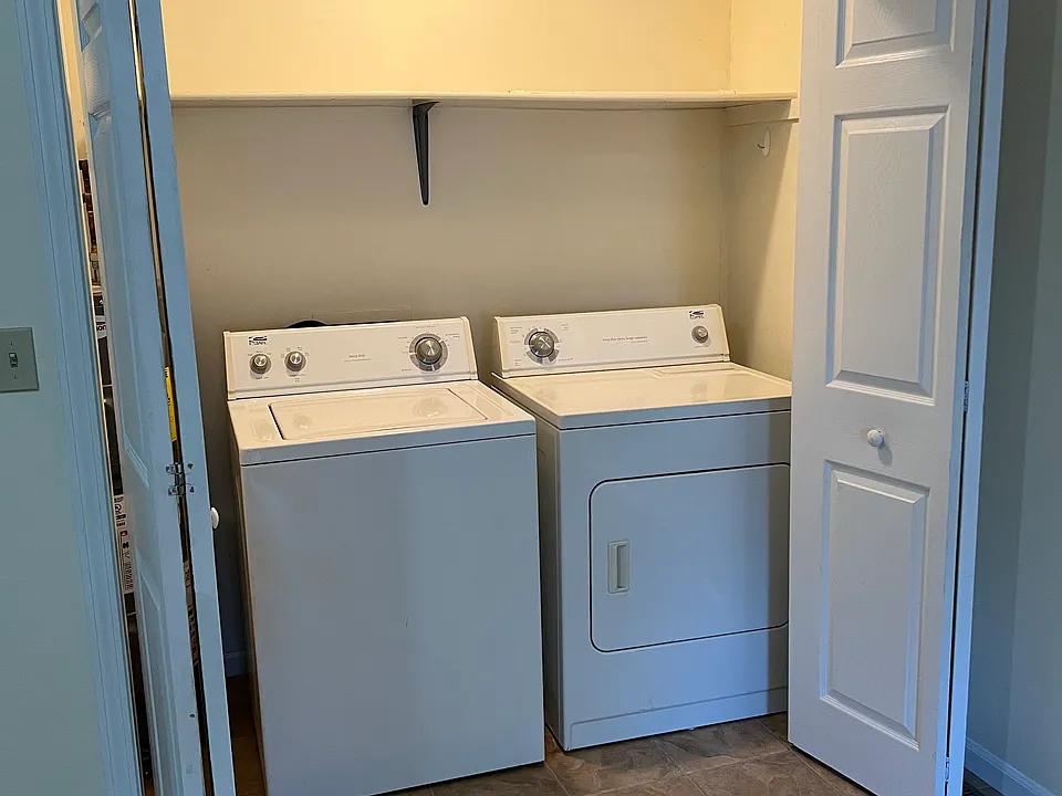 Washer and dryer are included in the apartment.