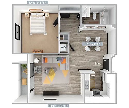 Floor plan E_1B1B_651SF_100LEVEL-Standard