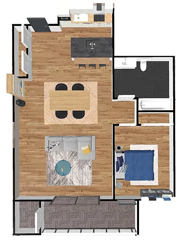 Floor plan 1 bed-North