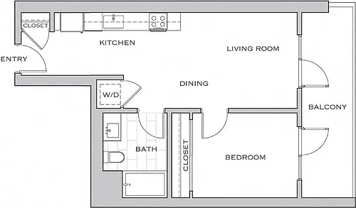 Floor plan 1E w/ Balcony
