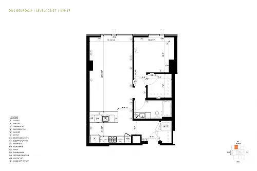 Floor plan 1 Bedroom A4
