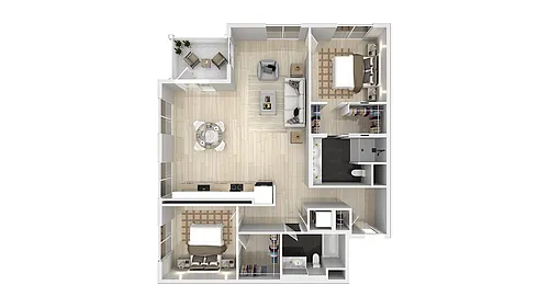 Floor plan B8: 2 Bedroom 2 Bath