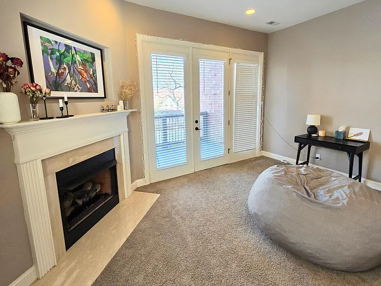 Fire place and balcony