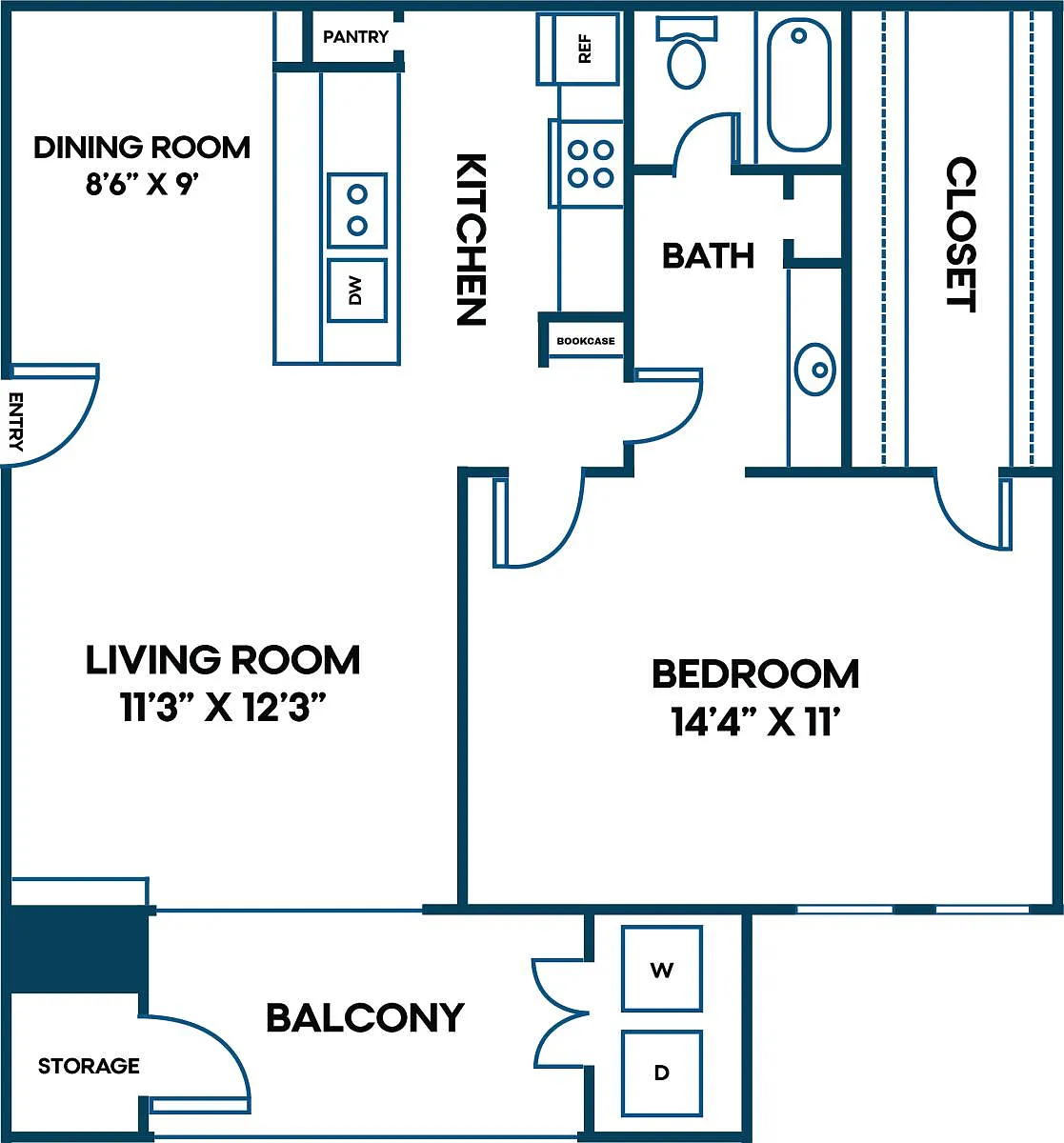 Floor plan 1 Bed | 1 Bath | 667 SQFT