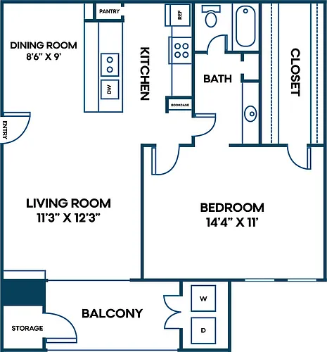 Floor plan 1 Bed | 1 Bath | 667 SQFT