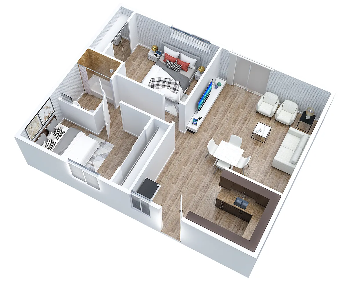 Floor plan 2 Bed 1 Bath