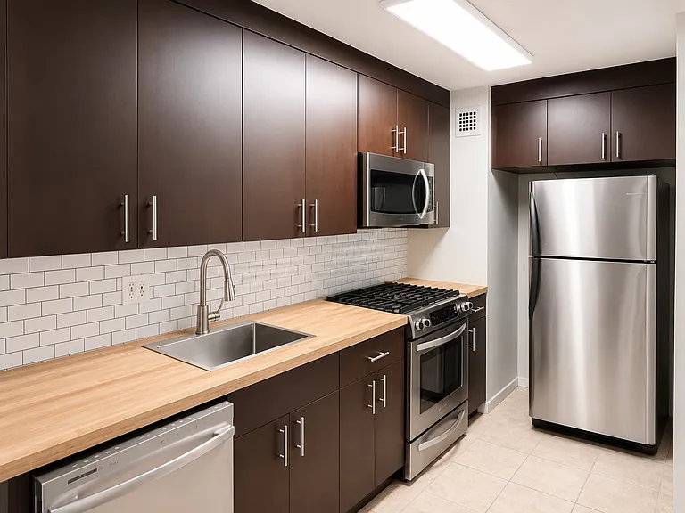 Closer view of the kitchen