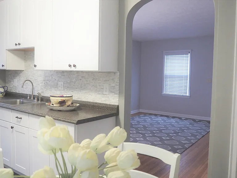View of the living room from the dinette/kitchen