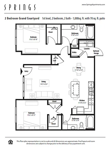Floor plan 2 BR Grand Courtyard Garage