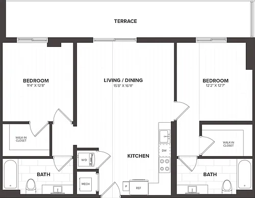 Floor plan 2 Bed/2 Bath-B14