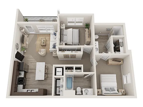 Floor plan Two Bedroom Two Bath A