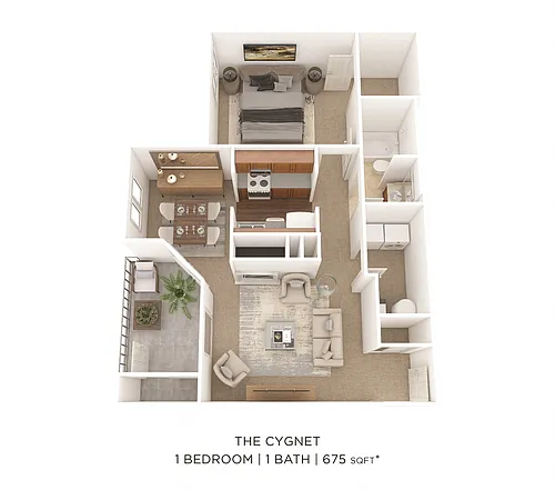 Floor plan One Bedroom-675 sqft