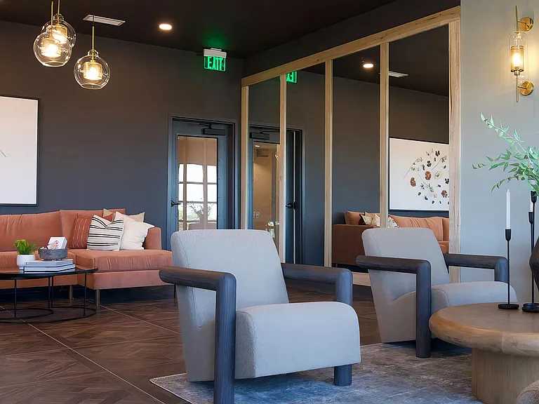 Cozy seating and mood lighting for intimate conversation or drinks