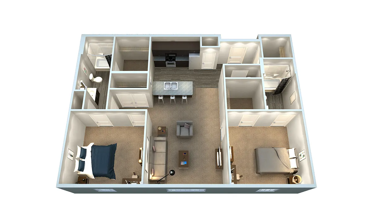Floor plan 2BR/2BA - B1