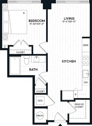 Floor plan 1 Bed/1 Bath-1C
