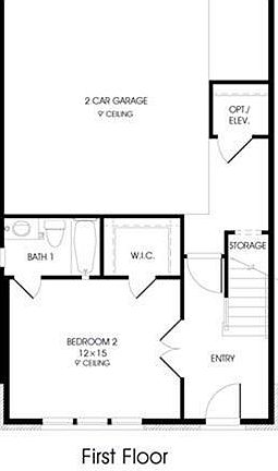 Lots of storage area in the garage. Elevator capable floor plan!