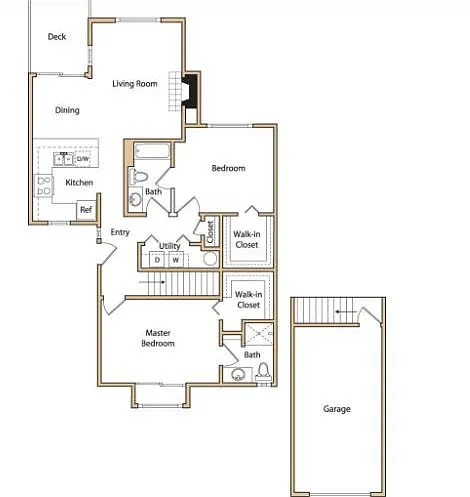 Floor plan Un-Renovated 2X2 (L)