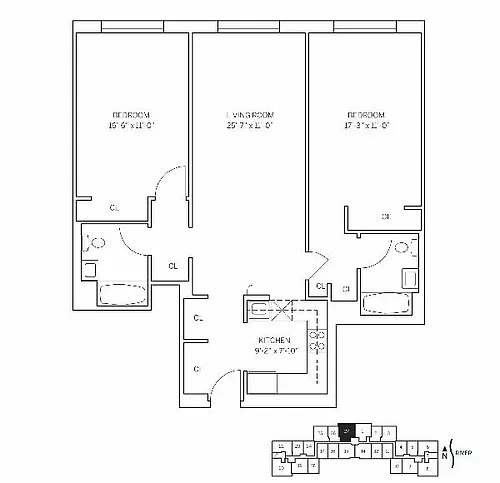 Floor plan LINCOLN HOUSE - 2 Bedrooms Two Bathroom