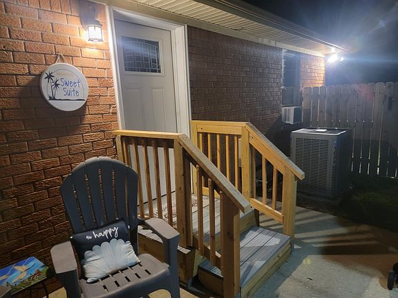 Your entrance is lit at night with a motion light and a motion Ring flood light with camera.