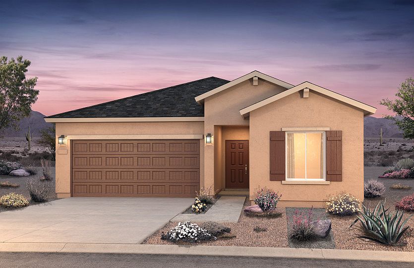 The single-story Verbena shown in Elevation B features a covered front entry and shutter accents.