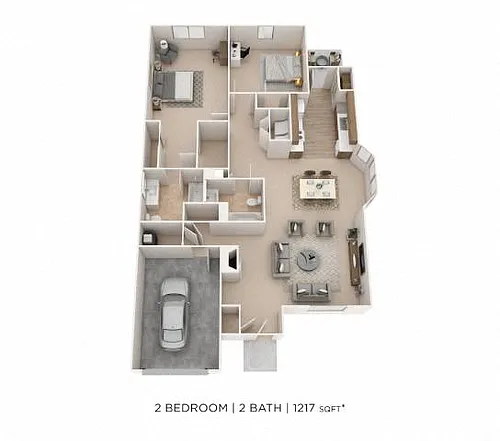 Floor plan Two Bedroom 2 Bath (Villas of Victor)
