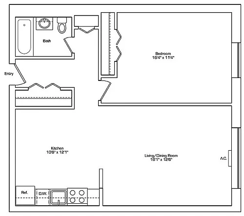 Floor plan 1 Bed-Parkman