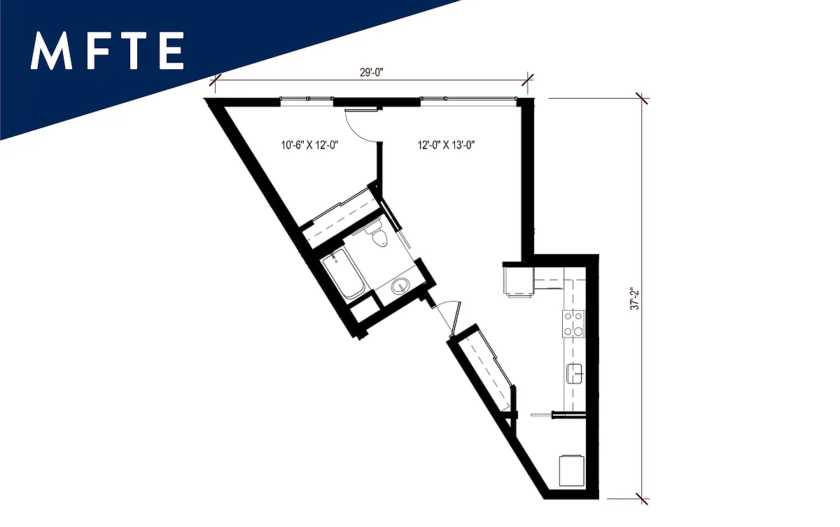 Floor plan MFTE 1 Bedroom - A46