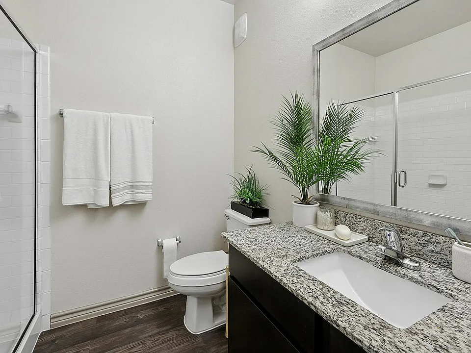 Modern bathroom with walk-in shower
