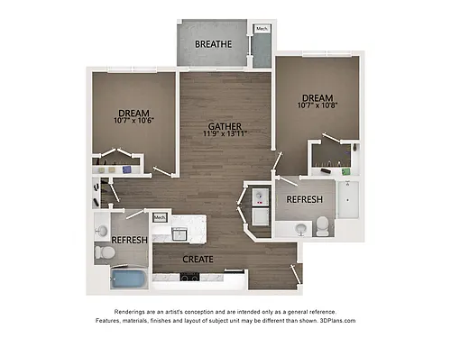 Floor plan D1 983sf