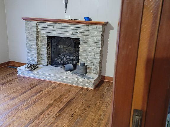 Fireplace with gas logs.