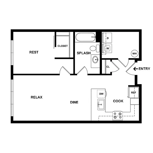Floor plan 1 Bed/1 Bath-Freight