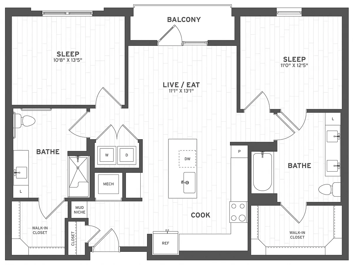 Floor plan 2 Bed/2 Bath B2AG