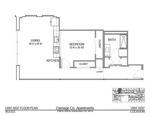 Floor plan c1-913 - 1 bed, 1 bath