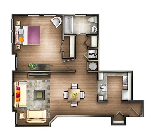 Floor plan 1 Bedroom - 1K