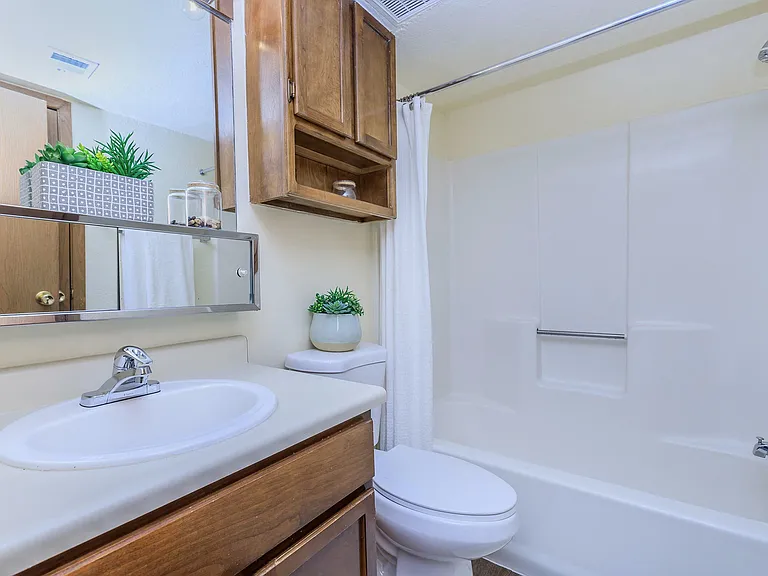 Clean and Modern Bathroom at Whispering Pines