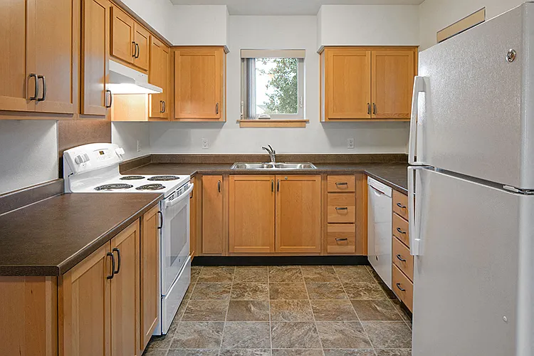 All kitchens have a large pantry and a locking cabinet.