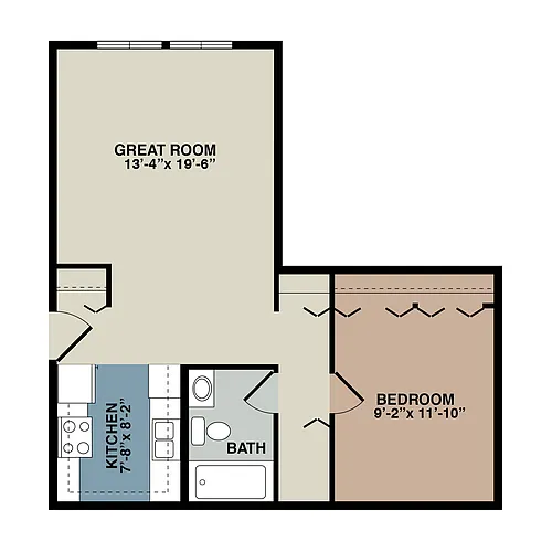 Floor plan 1 Bedroom Large