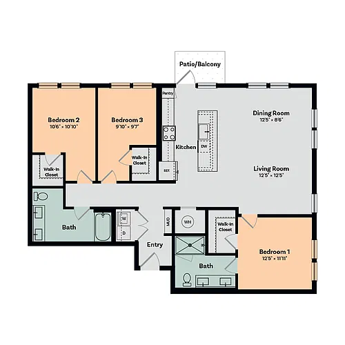 Floor plan 3 Bed / 2 Bath