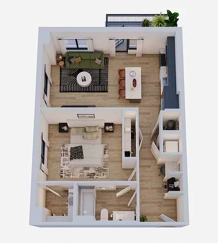 Floor plan 1 Bed/1 Bath-A3