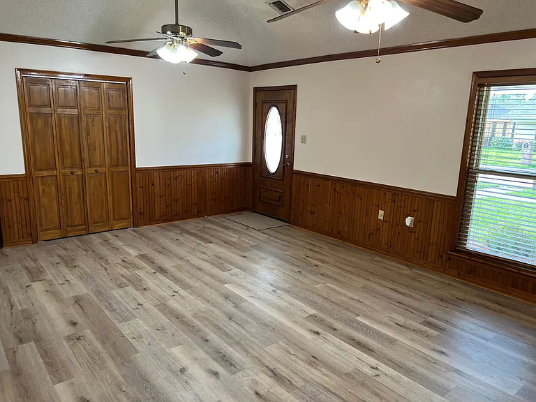 Living room with front door