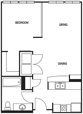Floor plan A02 1 Bed 1 Bath